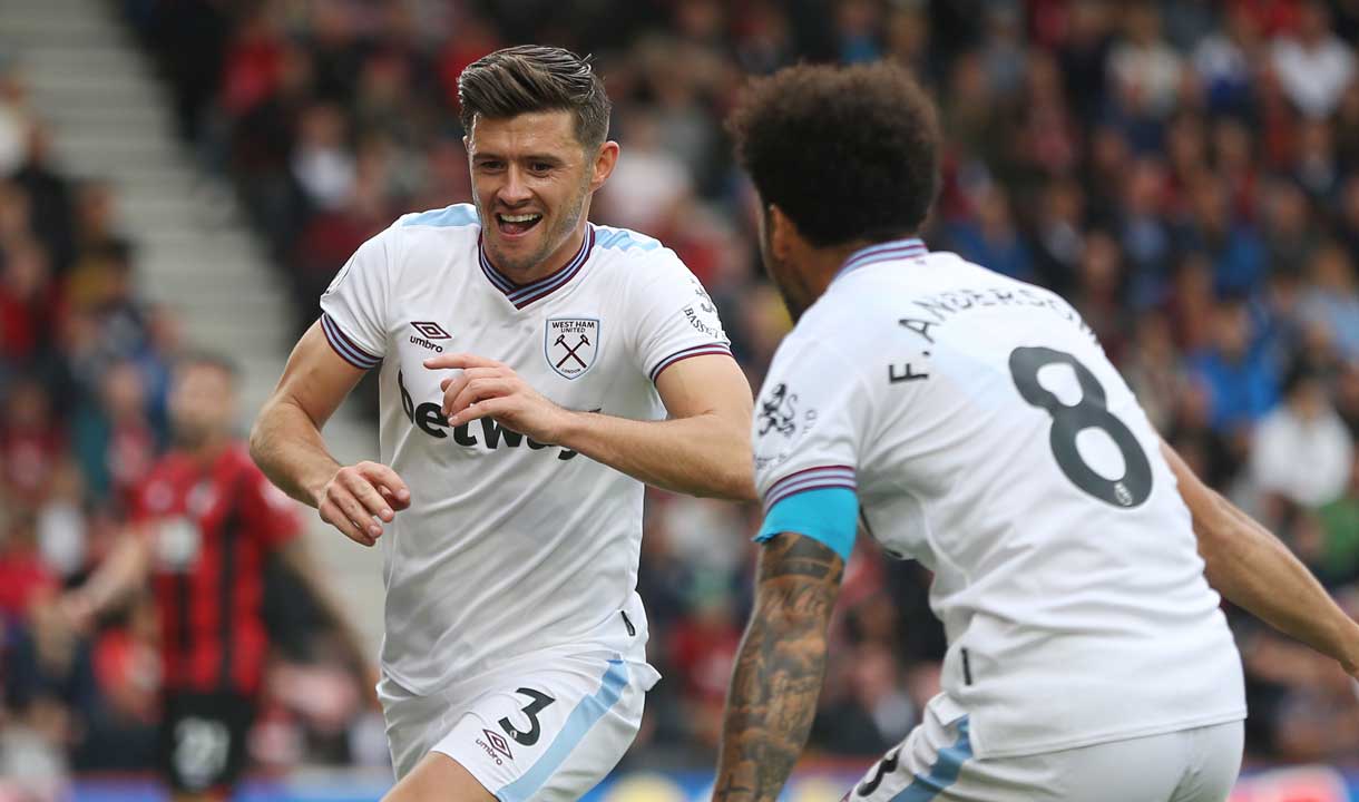 Aaron Cresswell celebrates at Bournemouth