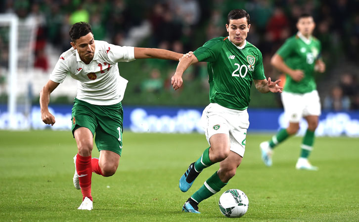 Josh Cullen in action on his Republic of Ireland debut