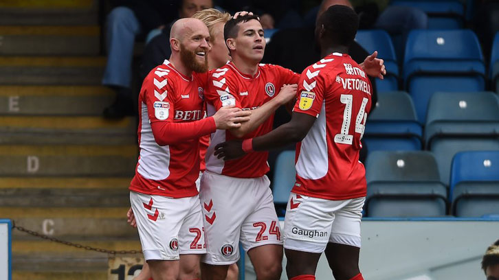 Josh Cullen celebrates scoring at Gillingham