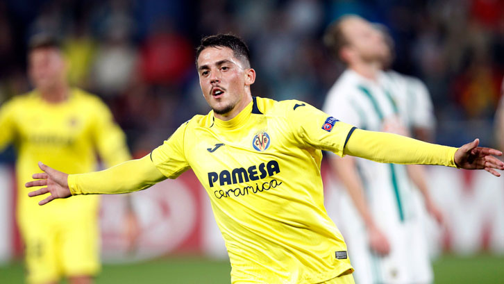 Pablo Fornals celebrates scoring for Villarreal in the UEFA Europa League