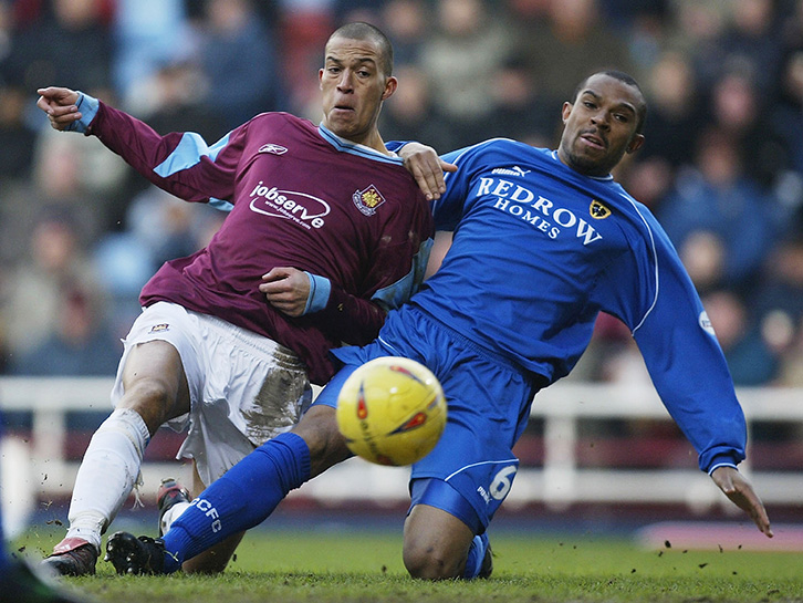 Bobby Zamora scored on his Hammers home debut against Daniel Gabbidon's Cardiff City