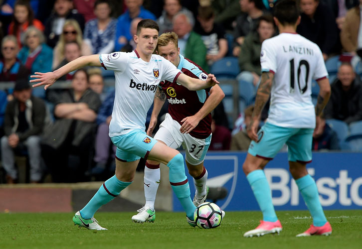 Declan Rice made an assured first-team debut at Burnley in May 2017