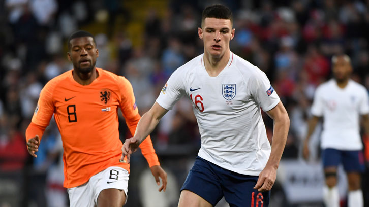 Declan Rice in action against the Netherlands