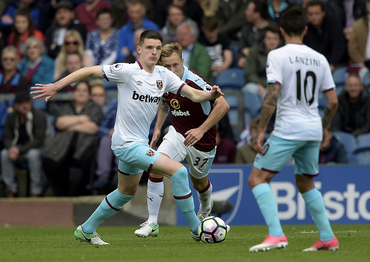 Declan Rice made his first-team debut at Burnley in May 2017