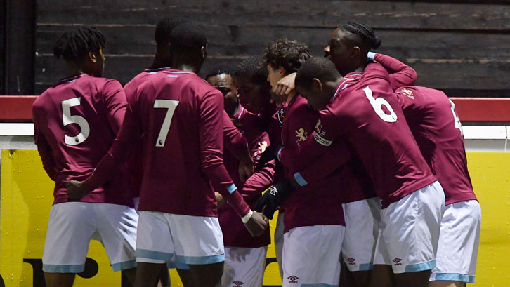 Amadou Diallo celebrates with his teammates after putting the Hammers in front