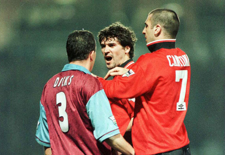 Julian Dicks clashes with Roy Keane