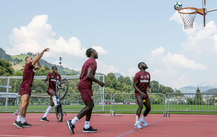 The defender (on bike) is enjoying being part of the West Ham United squad