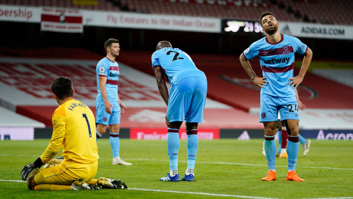 West Ham players show disappointment at Arsenal