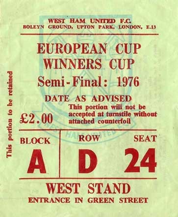 1976 semi-final ticket stub