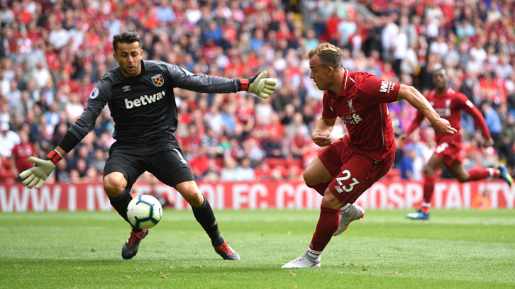 Lukasz Fabianski in action at Liverpool