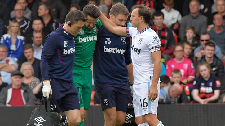 Lukasz Fabianski suffered a hip injury at AFC Bournemouth on 28 September