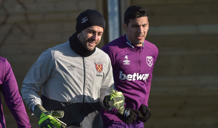 Lukasz Fabianski in training at Rush Green on Monday