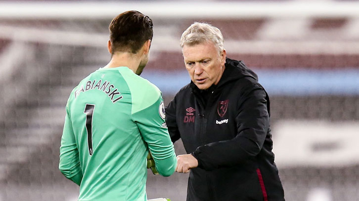 David Moyes with Lukasz Fabianski