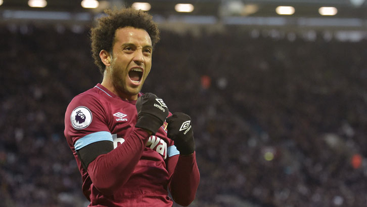 Felipe Anderson celebrates scoring against Burnley