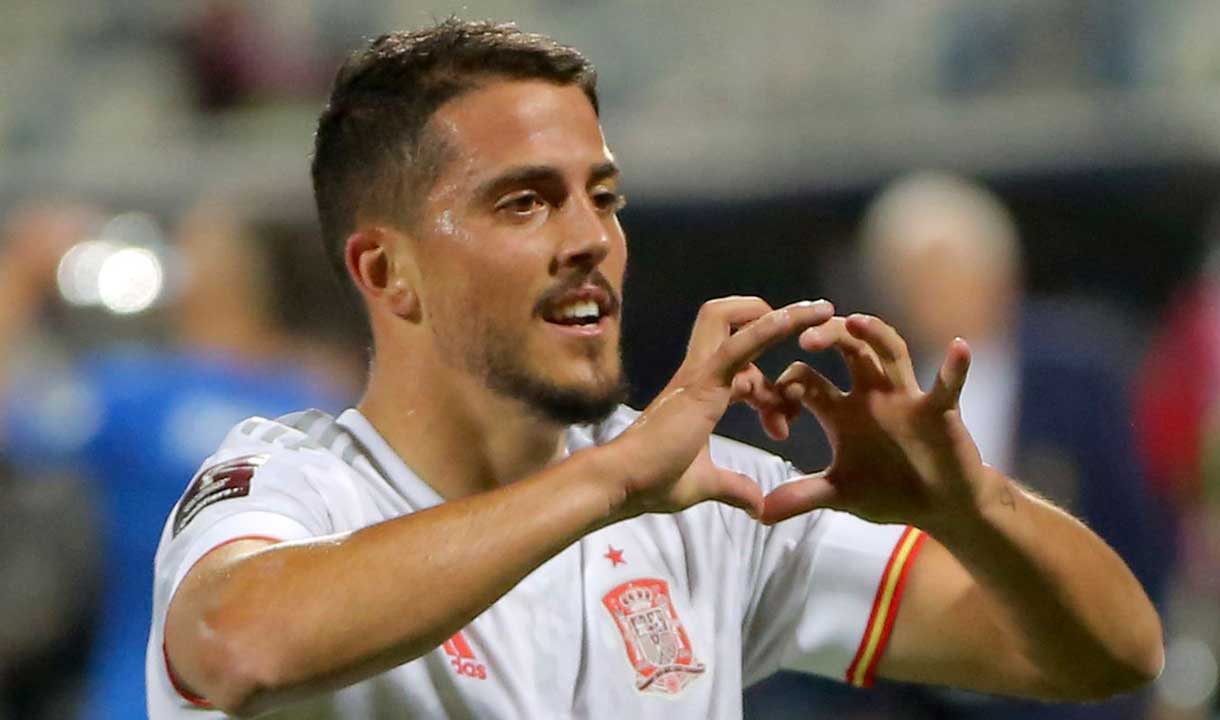 Pablo Fornals celebrates scoring for Spain