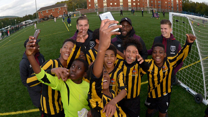 Quina, Adrian, Arthur Masuaku and Sam Byram at the Lycamobile Cup