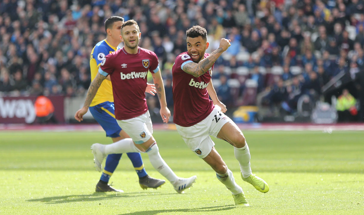 Ryan Fredericks celebrates his goal against Southampton