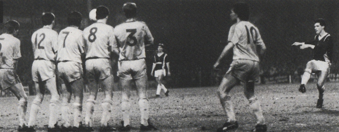 Tony Gale nets his famous free-kick against Liverpool in November 1988