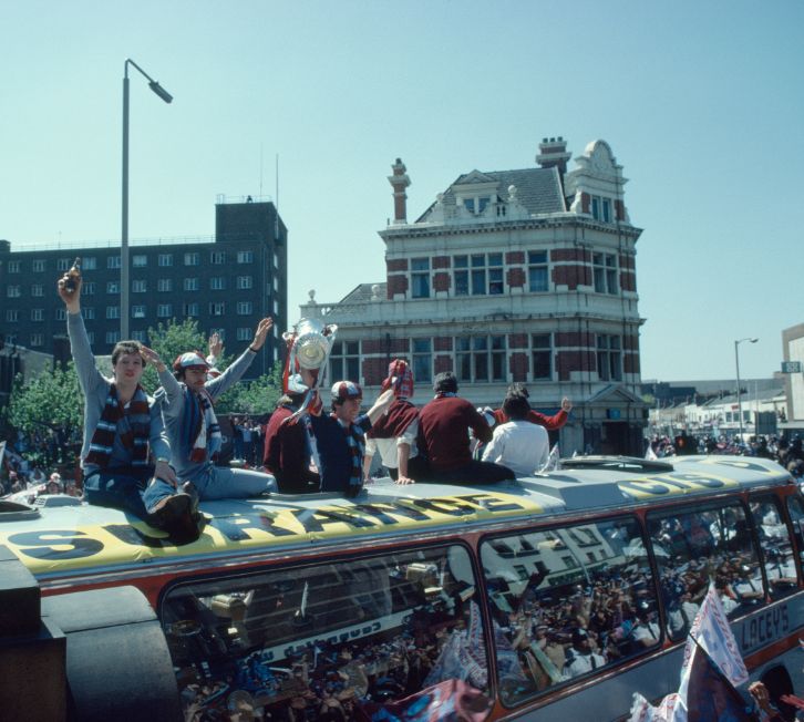 West Ham celebrate during their open-top bus tour