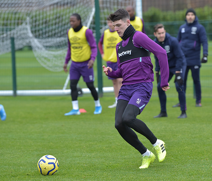 Declan Rice in West Ham United training