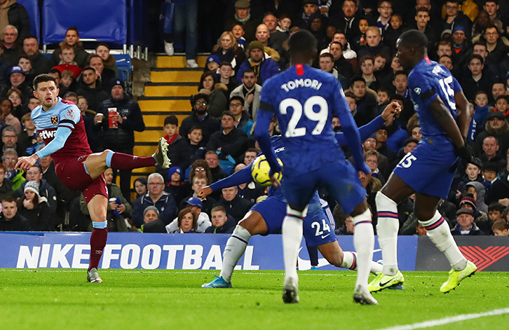 Aaron Cresswell hits the winner at Stamford Bridge