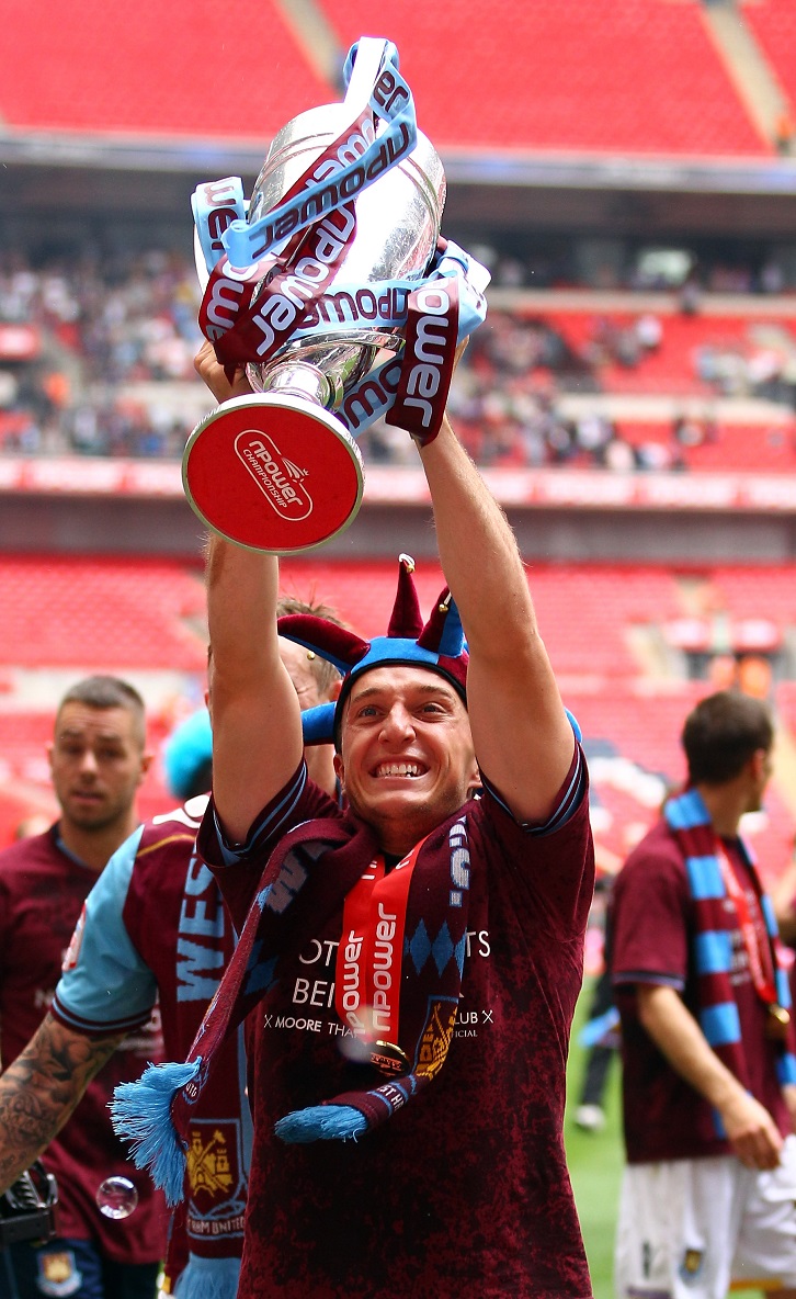 Mark Noble celebrates 2012 Championship Play-Off final glory at Wembley