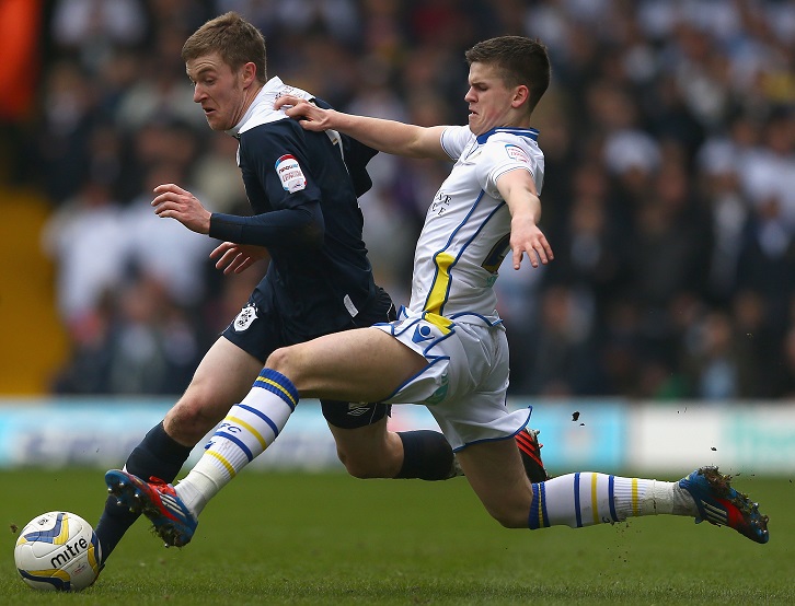 Sam Byram in action for Leeds United against Huddersfield Town in March 2013