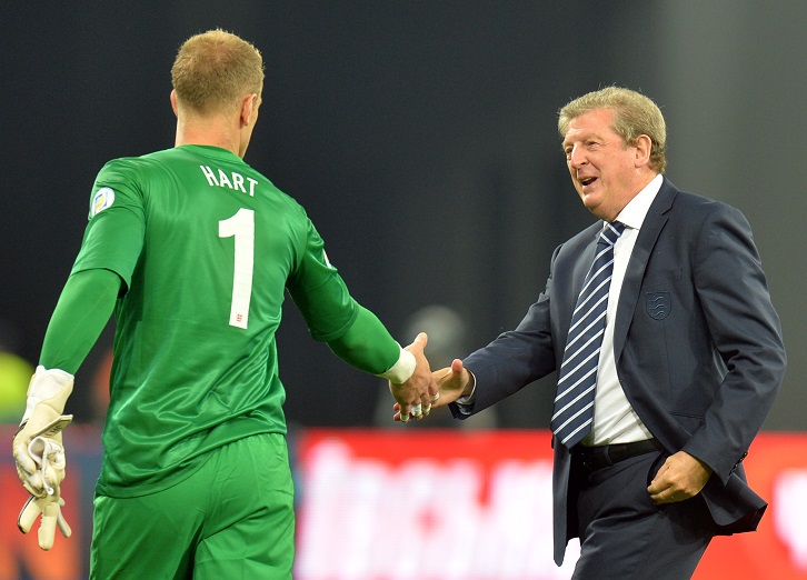 Joe Hart and Roy Hodgson at UEFA Euro 2012
