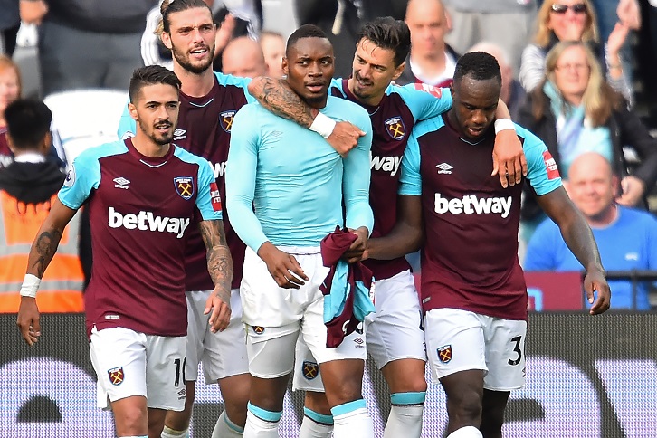 Diafra Sakho celebrates his winner against Swansea City