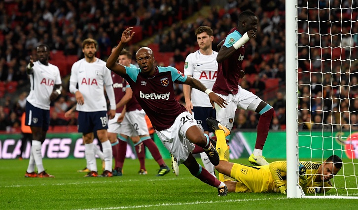 Andre Ayew scores at Wembley