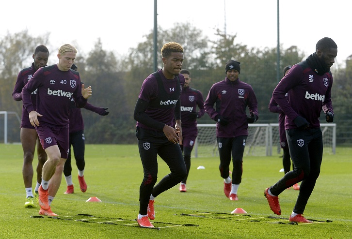 Grady Diangana in training with the first-team squad during the international break