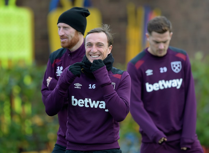 Captain Mark Noble in training at Rush Green