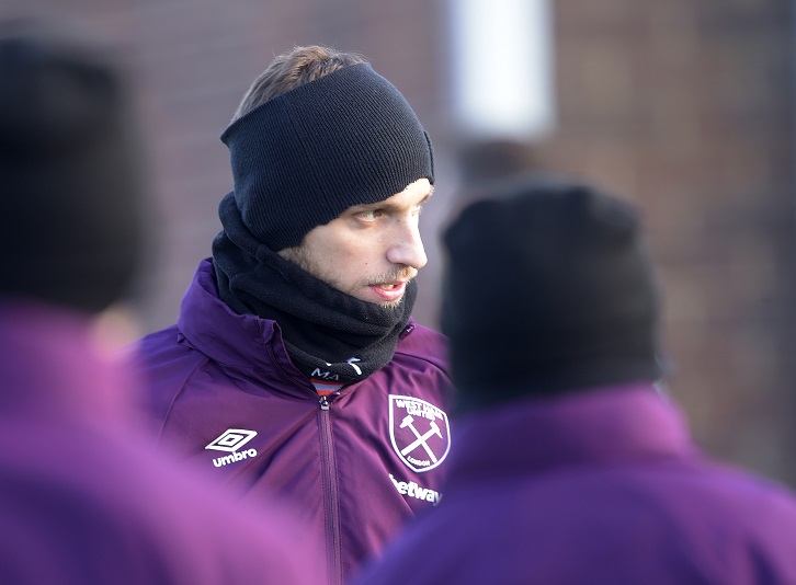 Marko Arnautovic in training at Rush Green on Friday morning