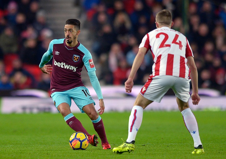 Manuel Lanzini in action at Stoke City on Saturday