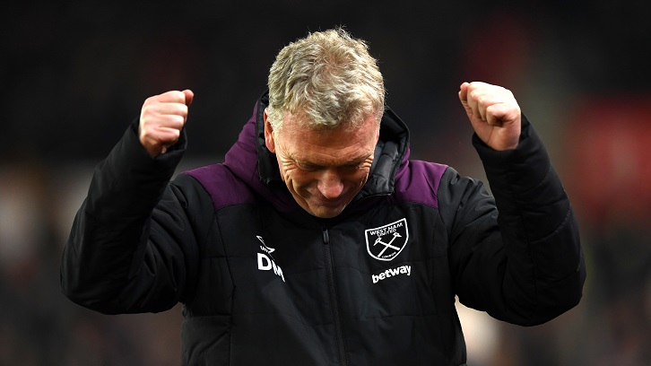 David Moyes celebrates victory at Stoke City