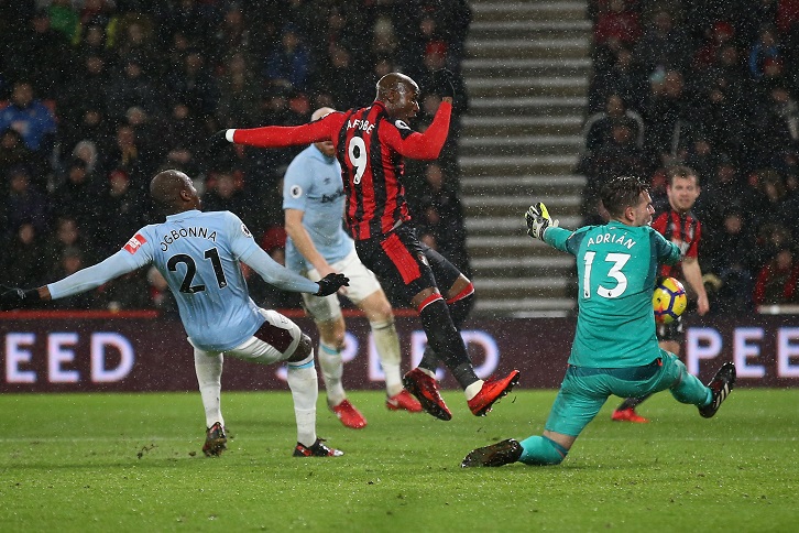 Adrian saves from Benik Afobe at AFC Bournemouth