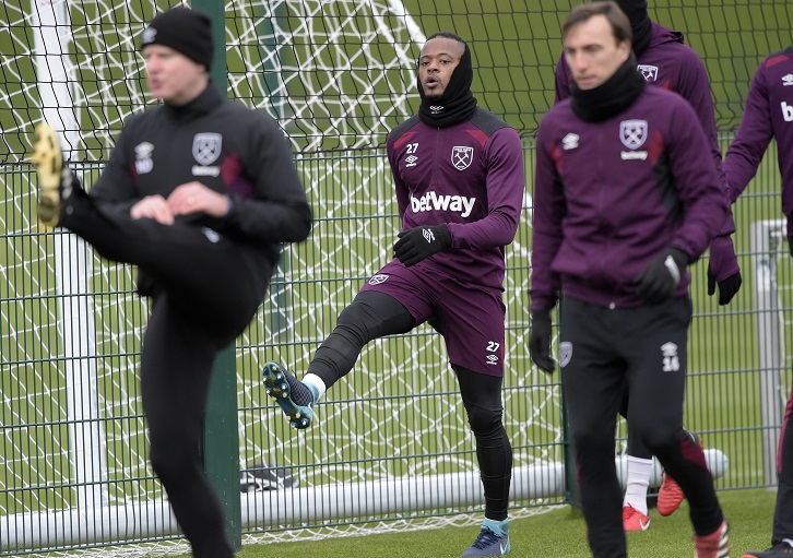 Patrice Evra training at Rush Green