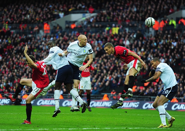 James Collins in action in Aston Villa's 2010 League Cup final defeat by Manchester United