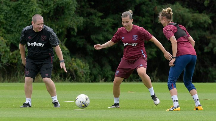 Gilly Flaherty in West Ham United women's pre-season training