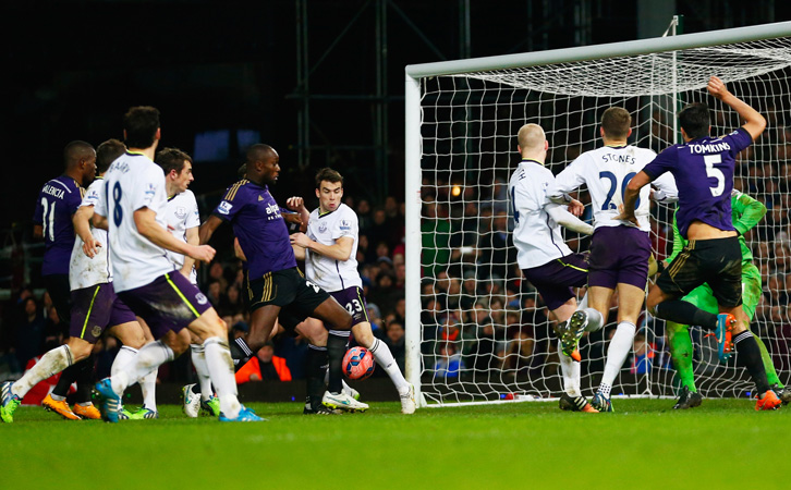 Carlton Cole puts the ball in the net against Everton