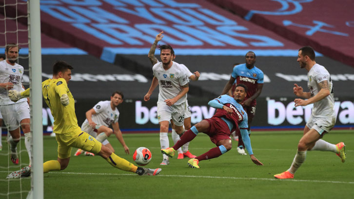 Seb Haller was denied a goal on his return by Burnley goalkeeper Nick Pope