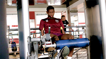 Ajibola Alese works in the gym