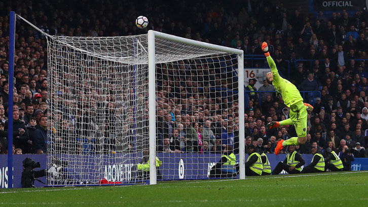 Joe Hart makes a flying save to deny Chelsea's Marcos Alonso