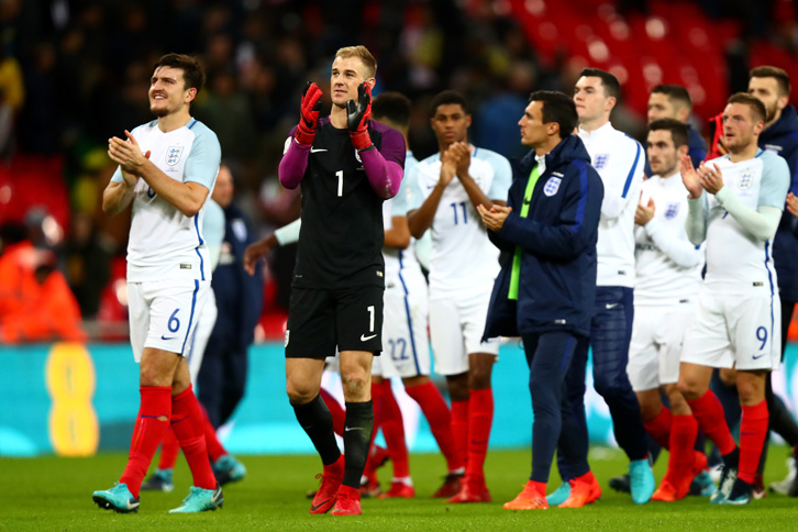 Joe Hart applauds the England fans