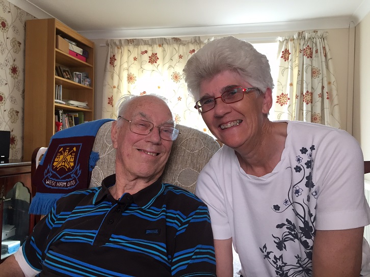 Lifelong West Ham United fan George Davies with wife Margaret