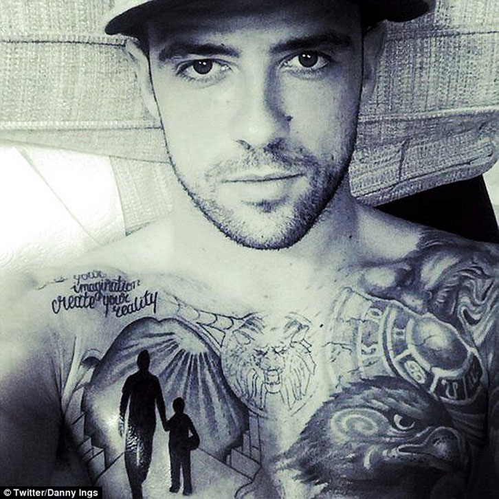 Danny Ings shows off his tattoos