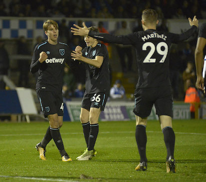 Samuelsen celebrates his goal against Bristol Rovers