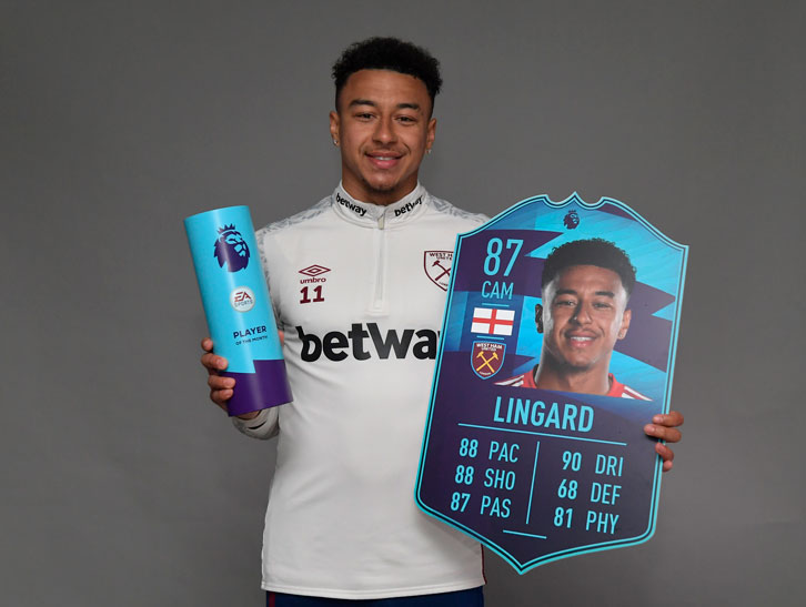 West Ham United star Jesse Lingard wins EA Sports Premier League Player of the Month award
