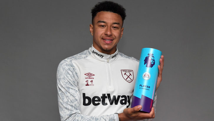 West Ham United star Jesse Lingard wins EA Sports Premier League Player of the Month award
