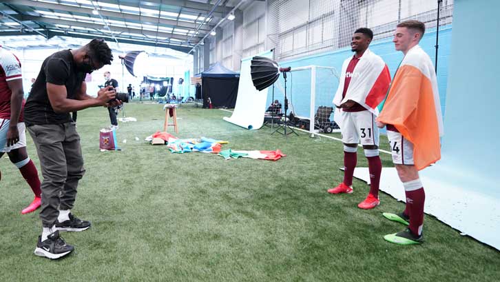 Ben Johnson and Conor Coventry pose during West Ham United's Media Day